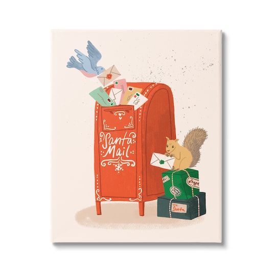 Stupell Industries Santa Mail Holiday Parcels Letters Canvas Wall Art
